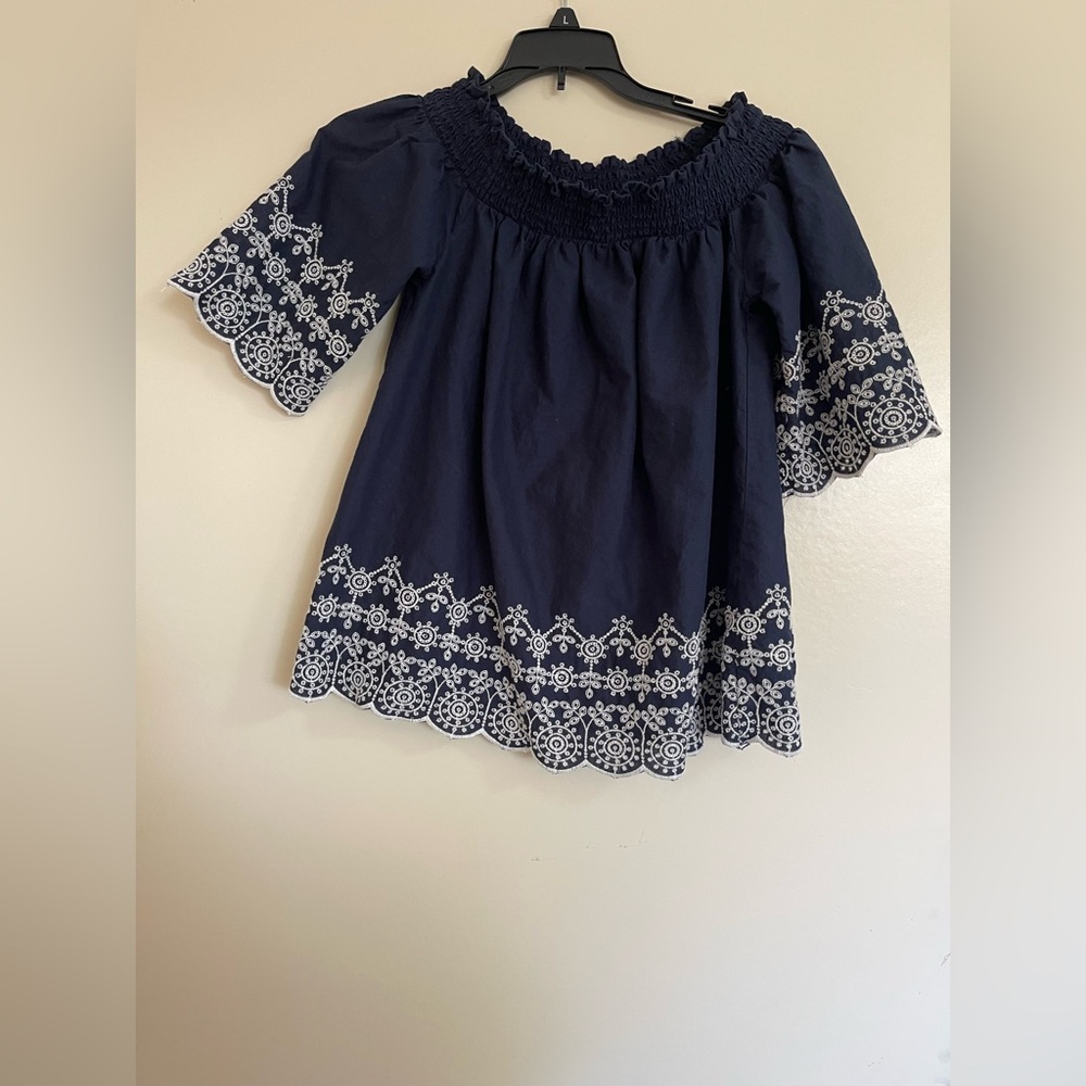 Abercrombie & Fitch Short Sleeve Off Shoulder Embroidered Top Blouse Peasant SzM